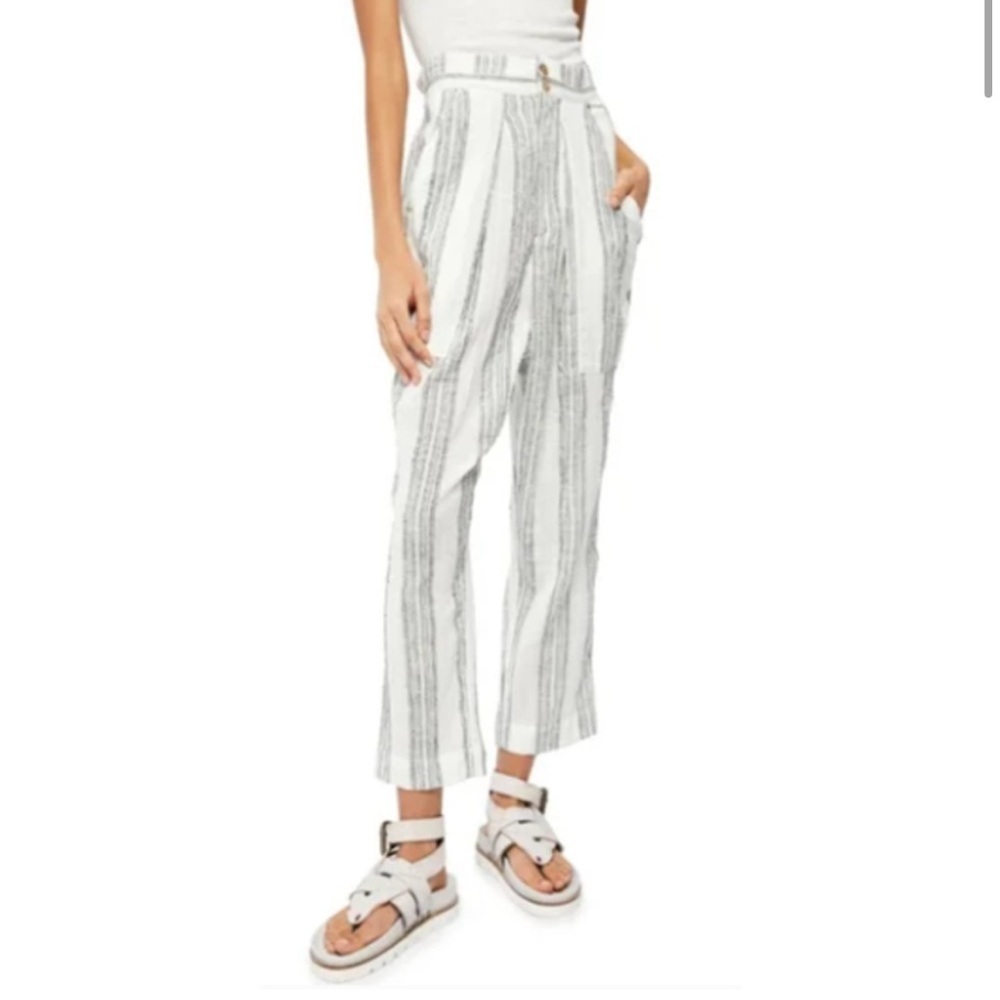 Free People Striped Linen Trousers